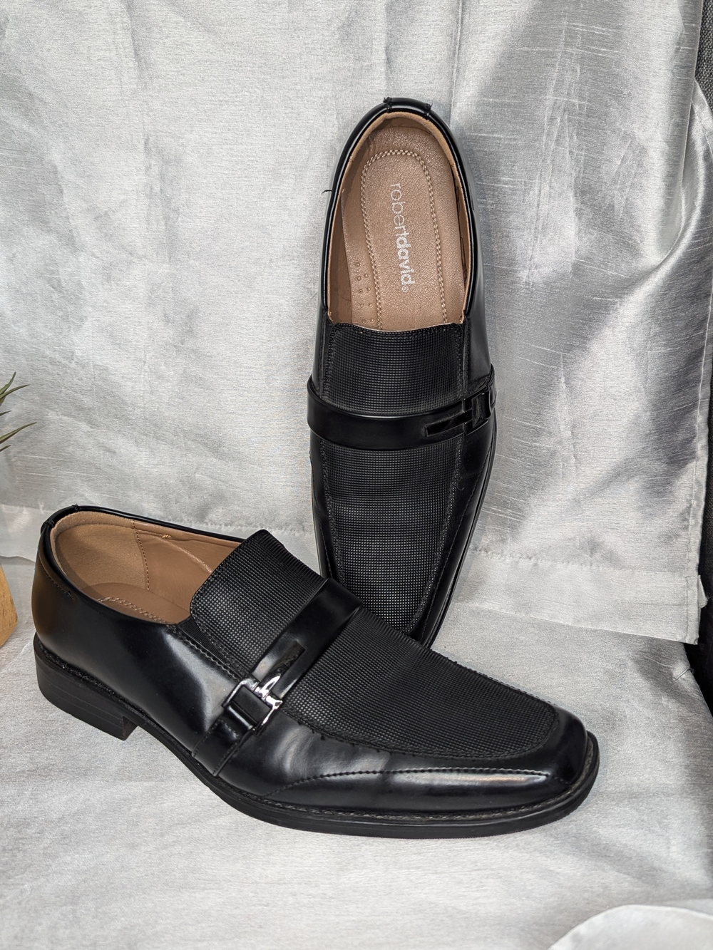 Robert David Stark Men's Black Slip-On Dress Loafers Square Toe Formal 10M